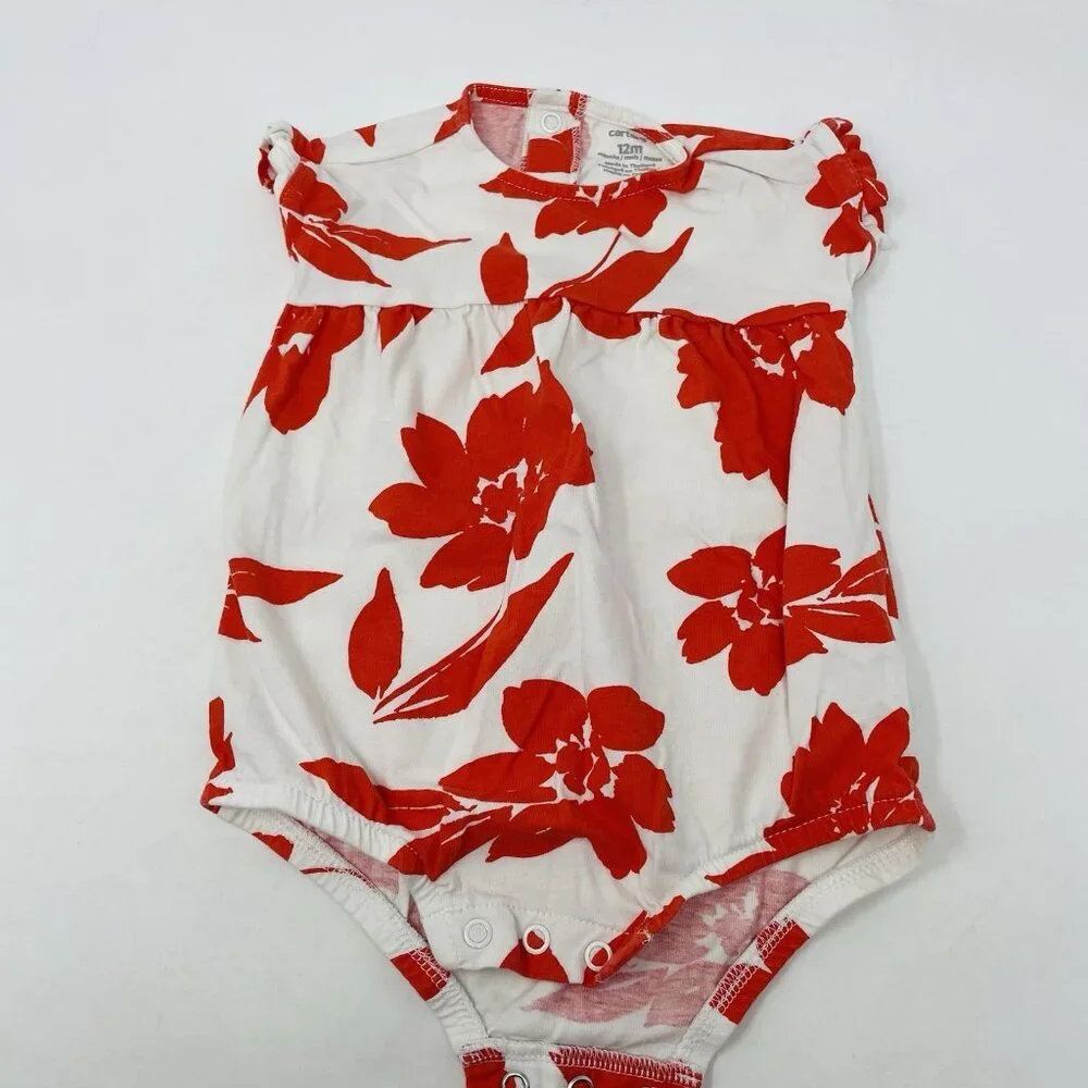 Carters Baby Girls Size 12 Months 3 Piece Bodysuits‎ & Short Summer Set 1275